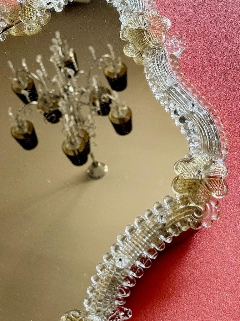 売約　ムラーノガラス　＜Ａ＞　壁掛け・スタンドミラー　ベネチアンガラス　イタリア