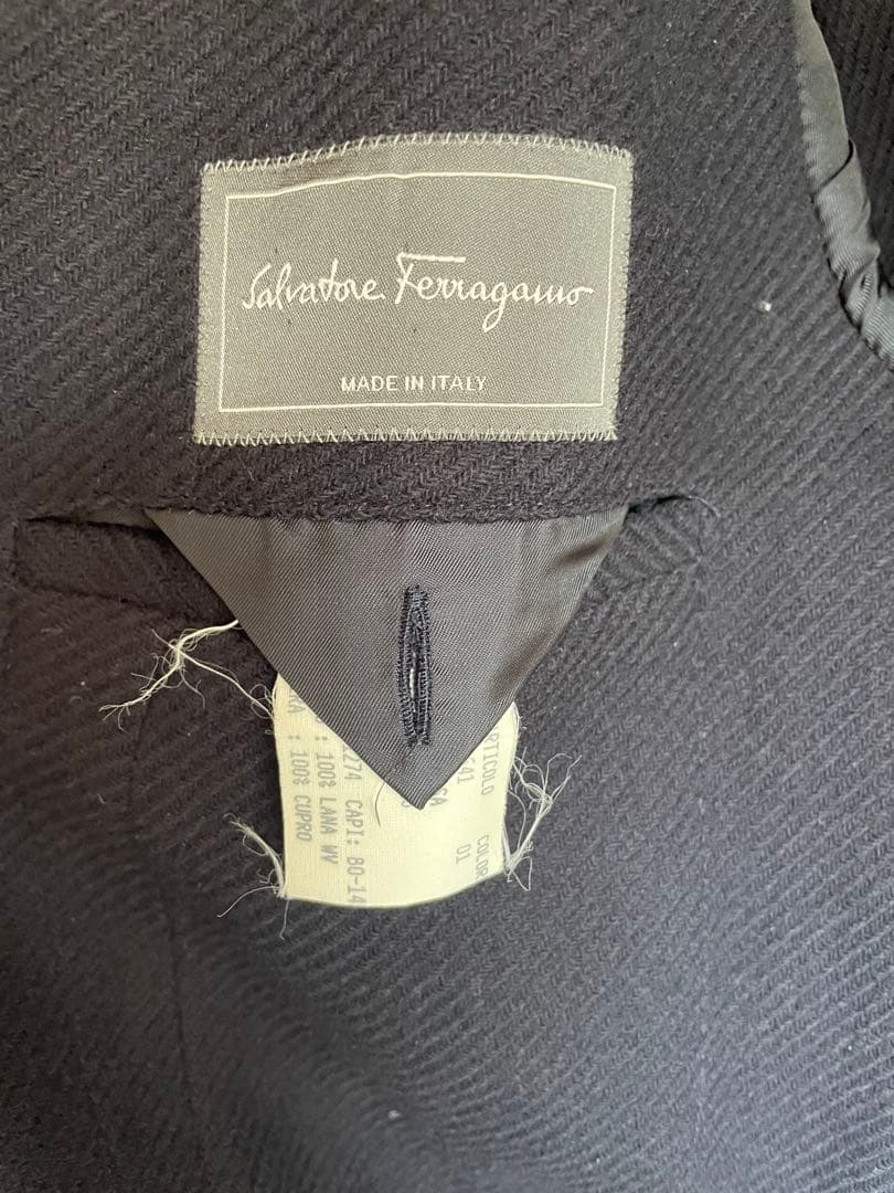 Salvatore Ferragamo チェスターコート ネイビー48 メンズ