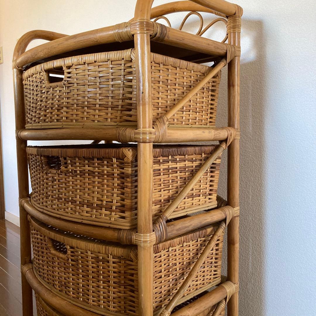 【☆ぐっさん☆3月中お買い得価格】ラタン籐4段チェスト