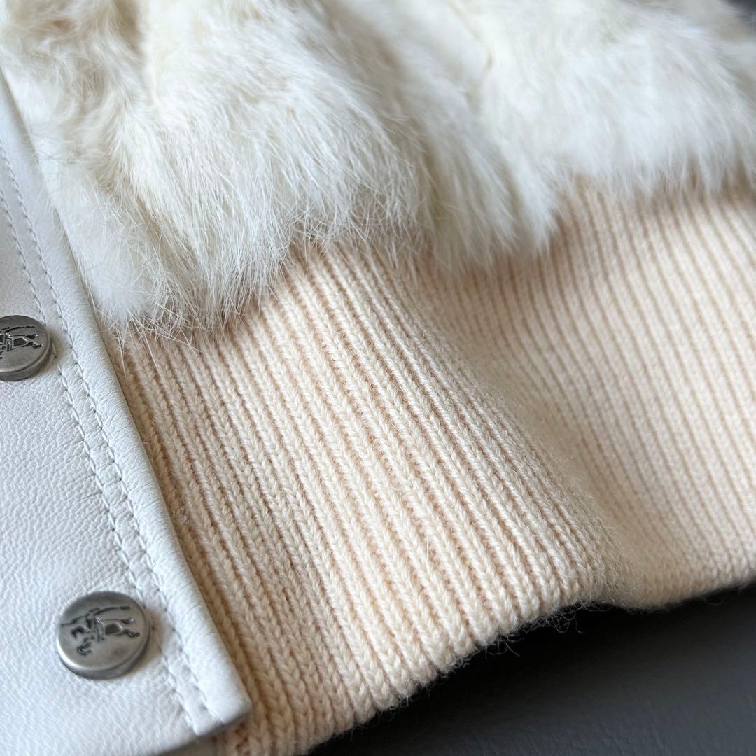 3049y未使用級 バーバリーブルーレーベル ラビットファーブルゾン 白 コート