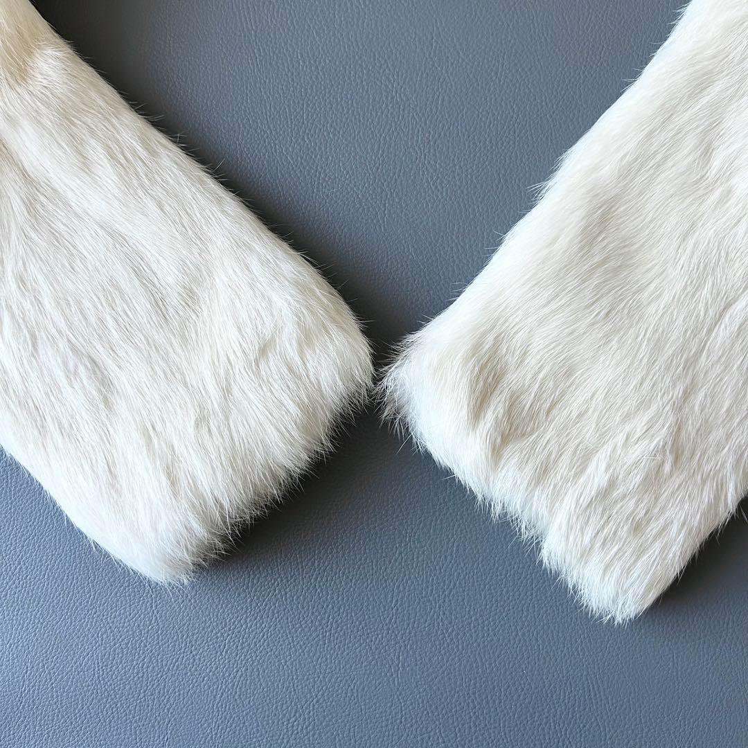 3049y未使用級 バーバリーブルーレーベル ラビットファーブルゾン 白 コート