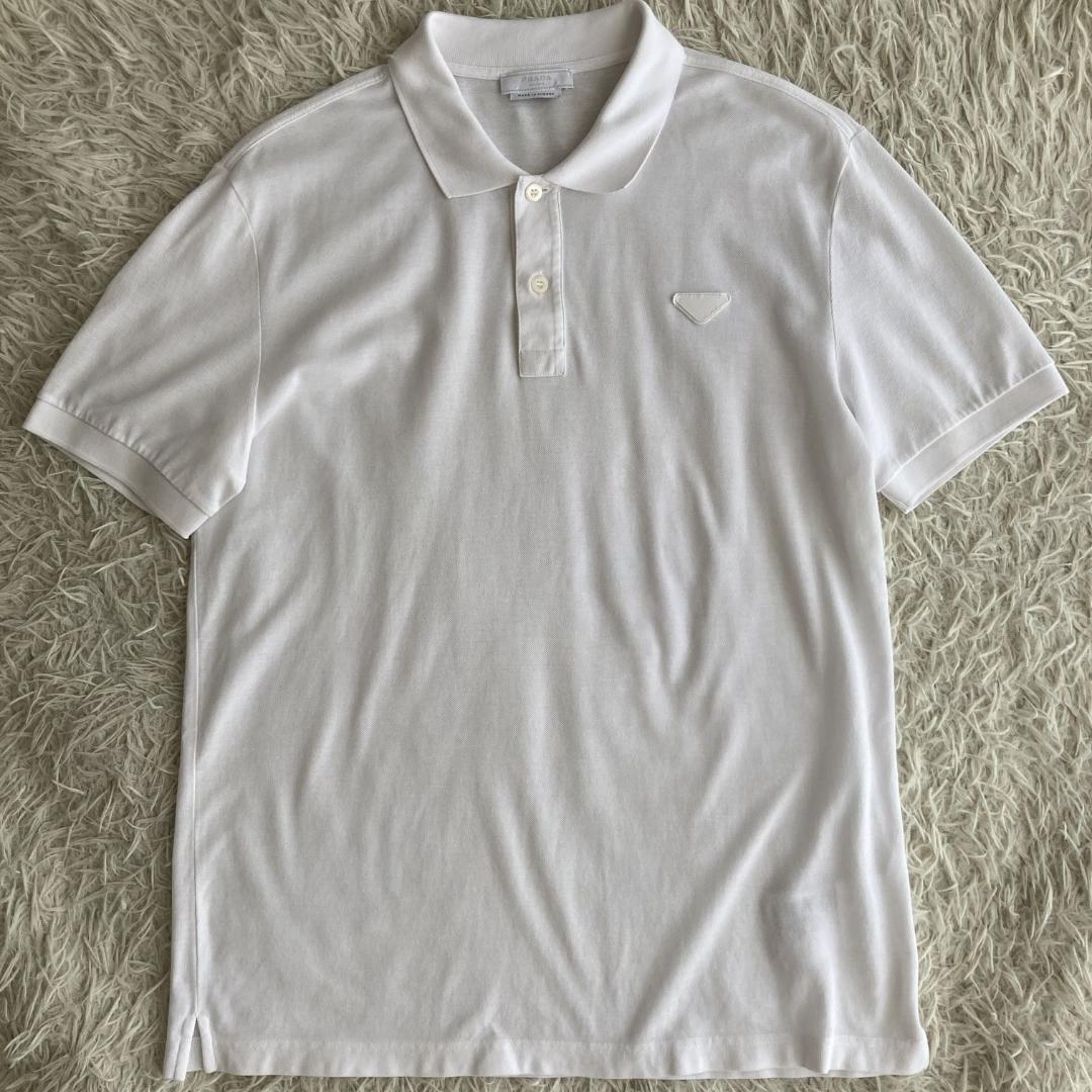 入手困難【希少2013ss】PRADA プラダ　三角プレート　ホワイトポロシャツ