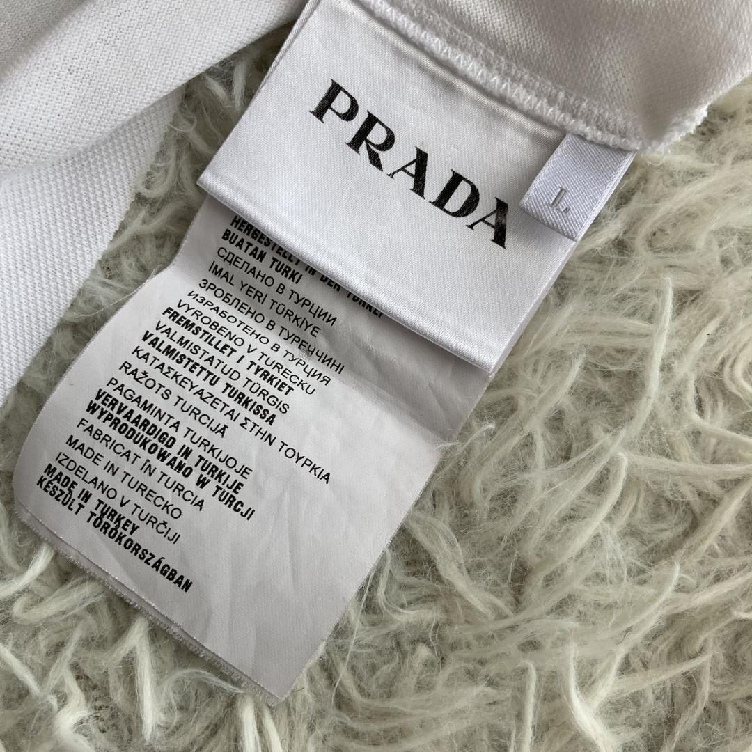 入手困難【希少2013ss】PRADA プラダ　三角プレート　ホワイトポロシャツ