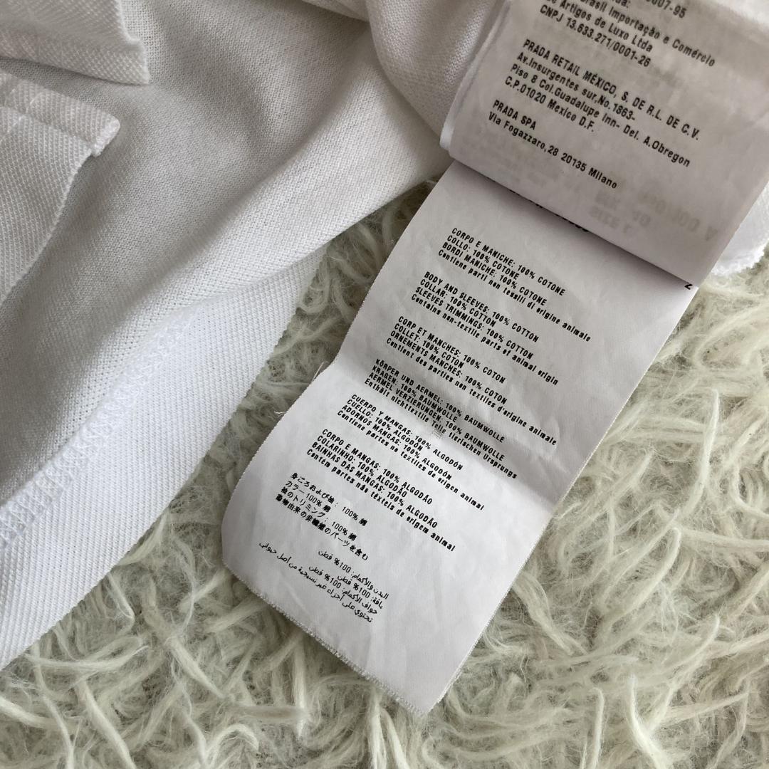 入手困難【希少2013ss】PRADA プラダ　三角プレート　ホワイトポロシャツ