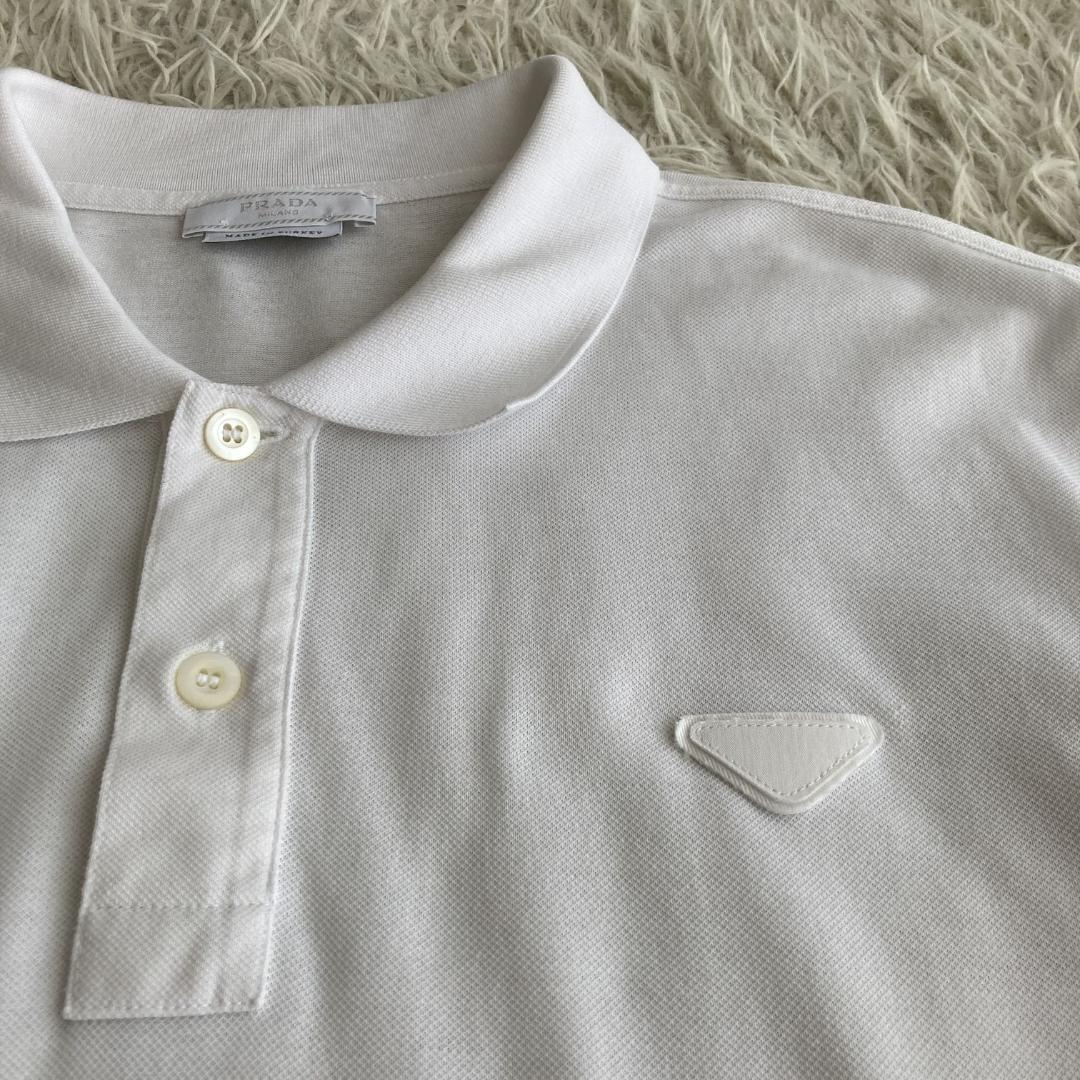 入手困難【希少2013ss】PRADA プラダ　三角プレート　ホワイトポロシャツ