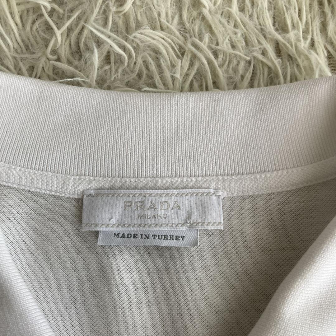 入手困難【希少2013ss】PRADA プラダ　三角プレート　ホワイトポロシャツ