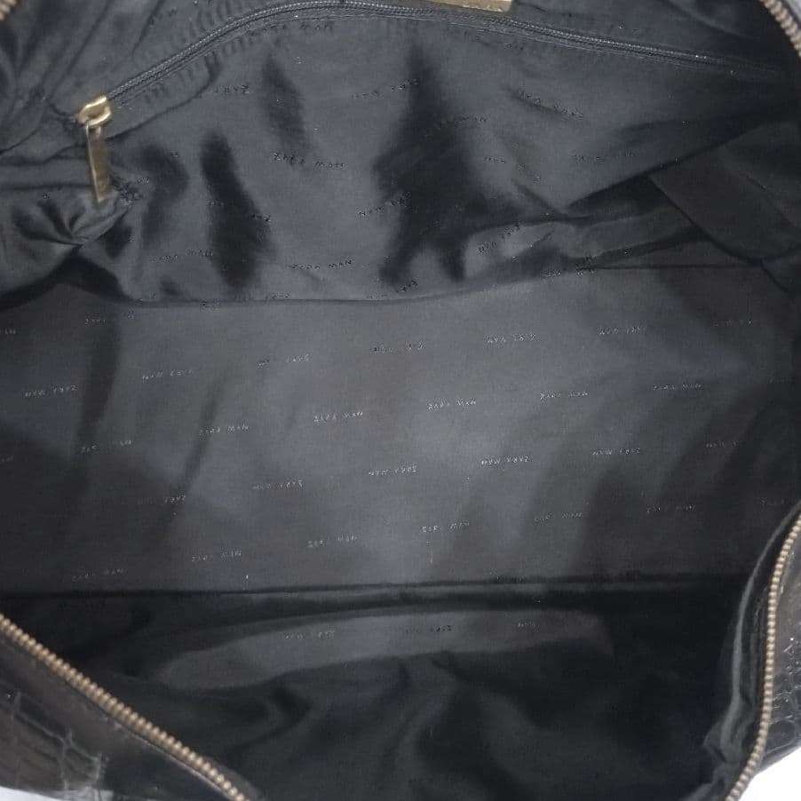 ✨美品✨ZARA ザラ　2way トラベルバッグ　本革 クロコ型押し　ブラック