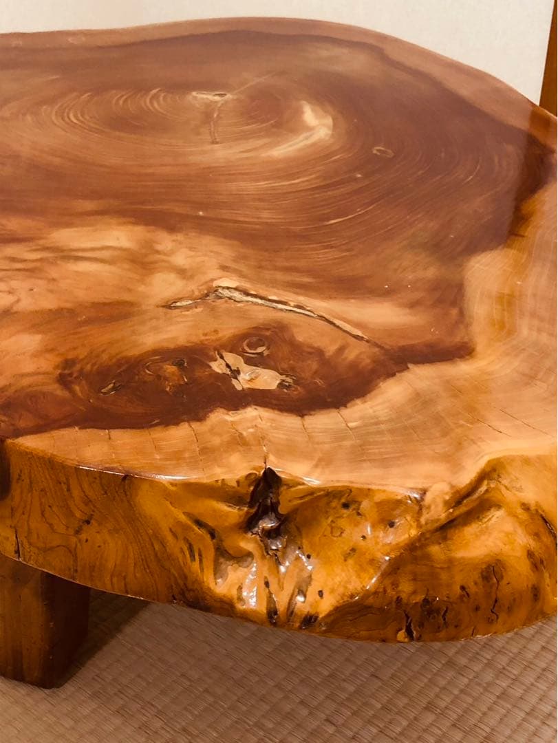 【格安出品】50年以上前の屋久杉　輪切り座卓　ローテーブル 68kg 一枚板