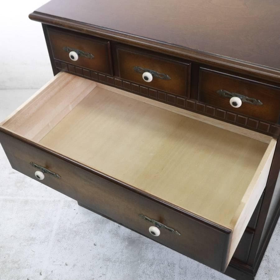 飛騨産業 キツツキ 4段 ローチェスト 引き出し6杯 クラシカル家具