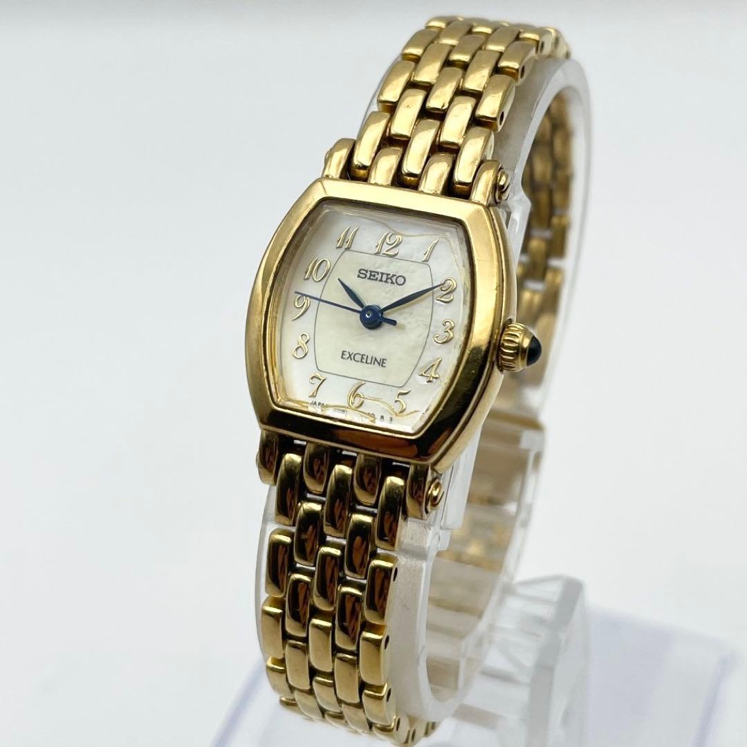 セイコー EXCELINE レディース腕時計 トノー ゴールド クォーツ 稼働品
