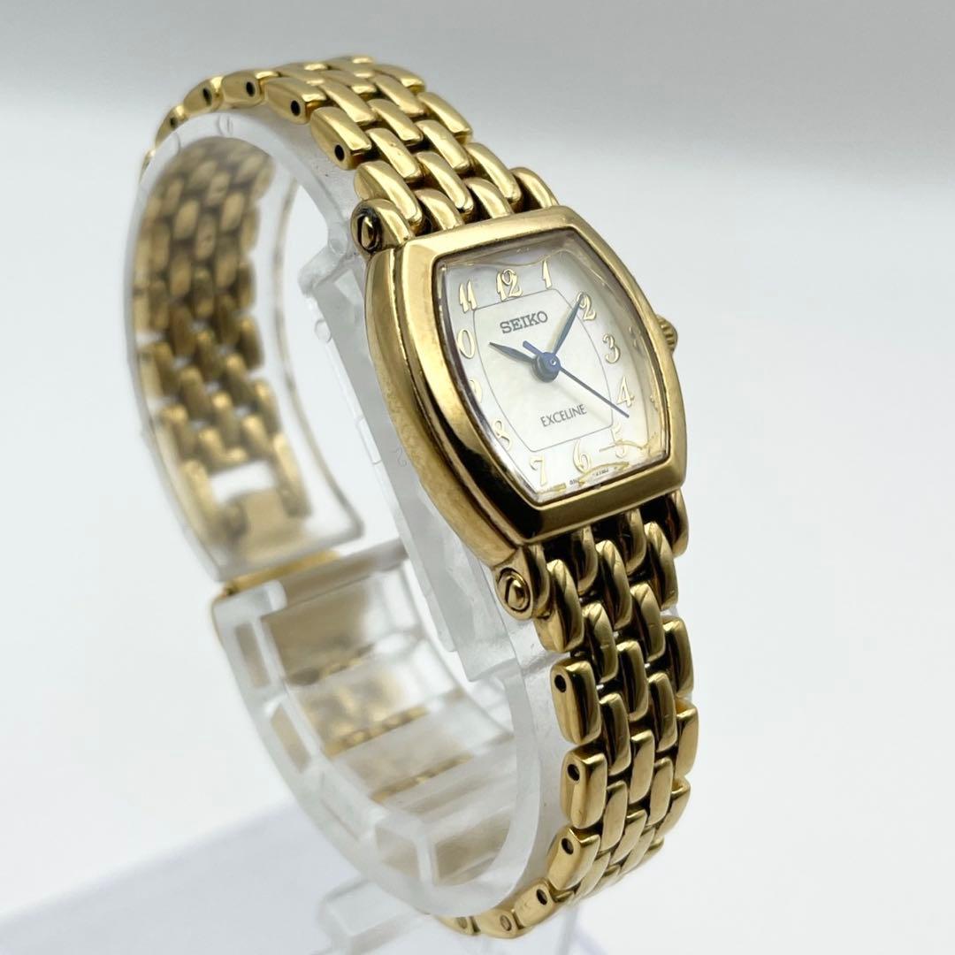 セイコー EXCELINE レディース腕時計 トノー ゴールド クォーツ 稼働品
