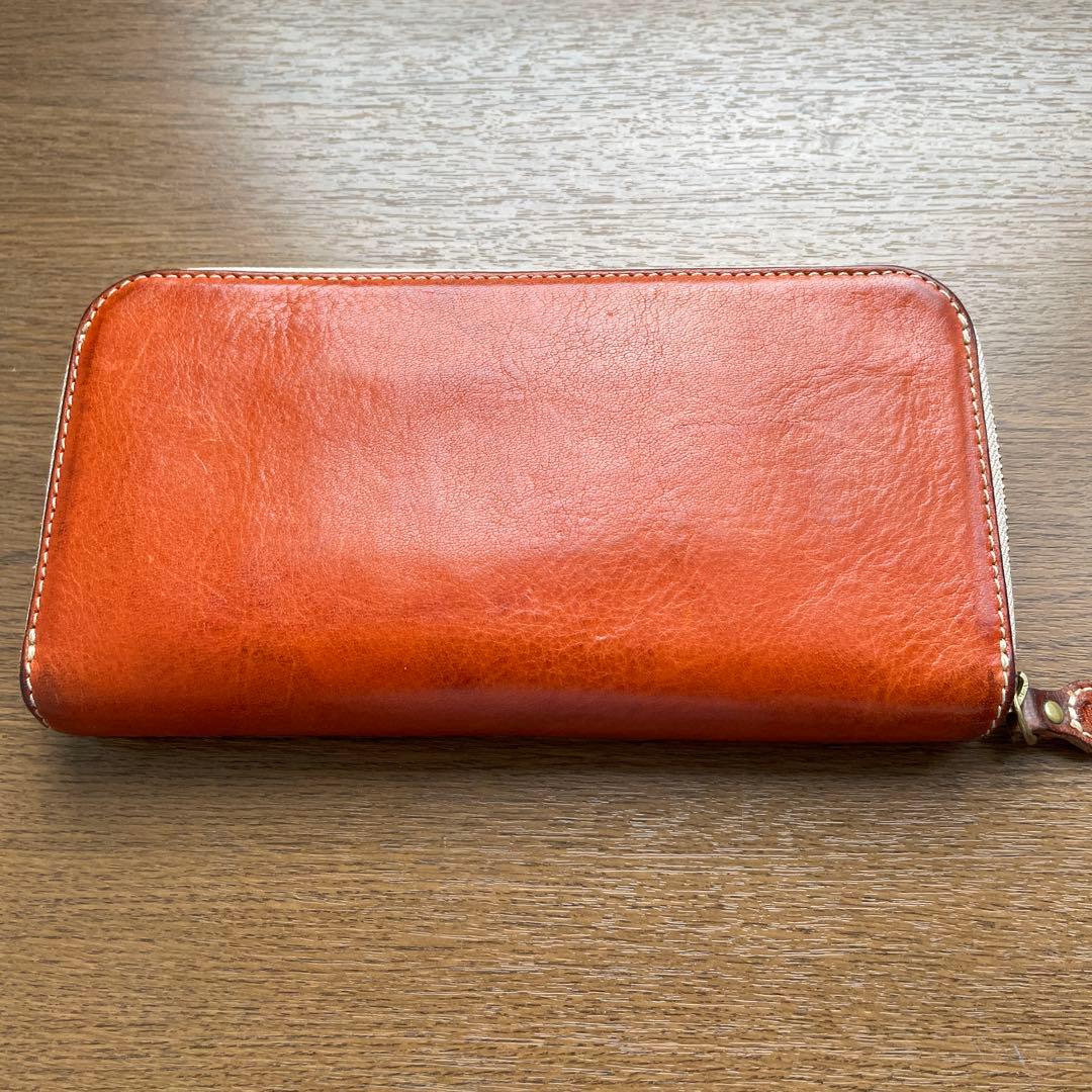 HUKURO 長財布 milelu 栃木レザー 日本製 オレンジ