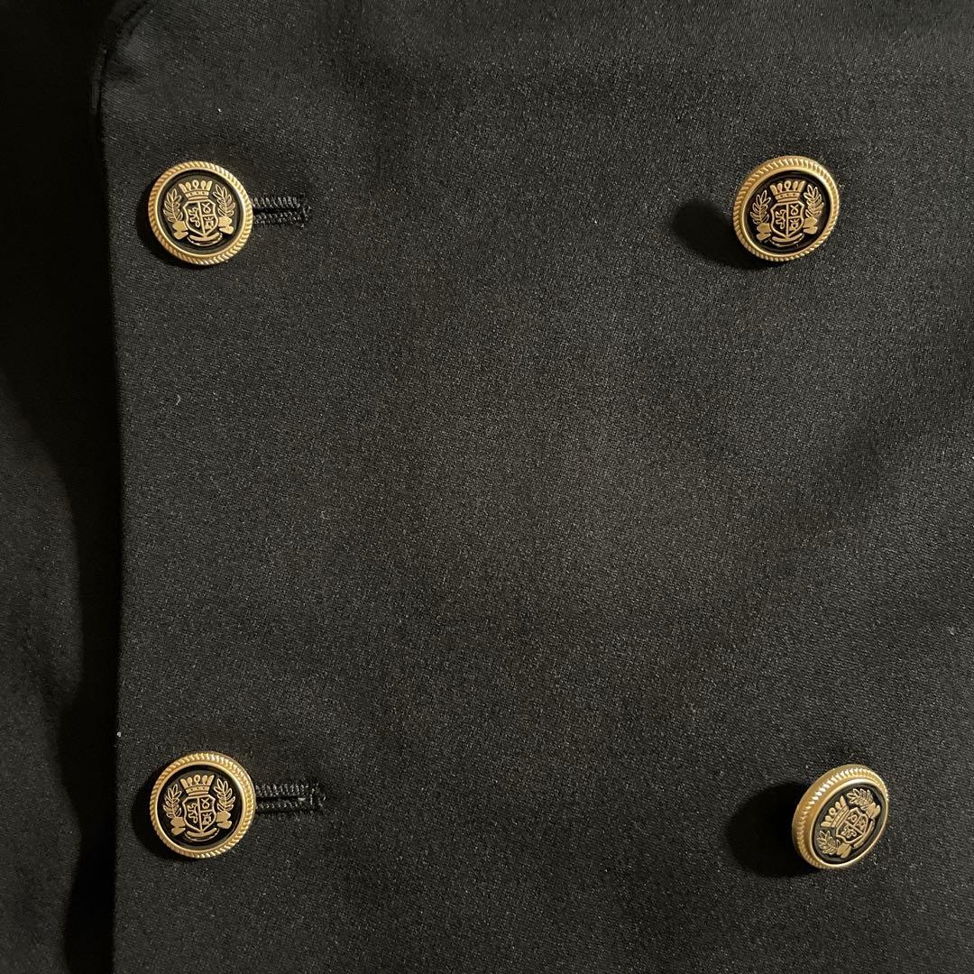 極上 漆黒ウール 黒金ボタン ダブルブレストスーツ × VERUSACEネクタイ