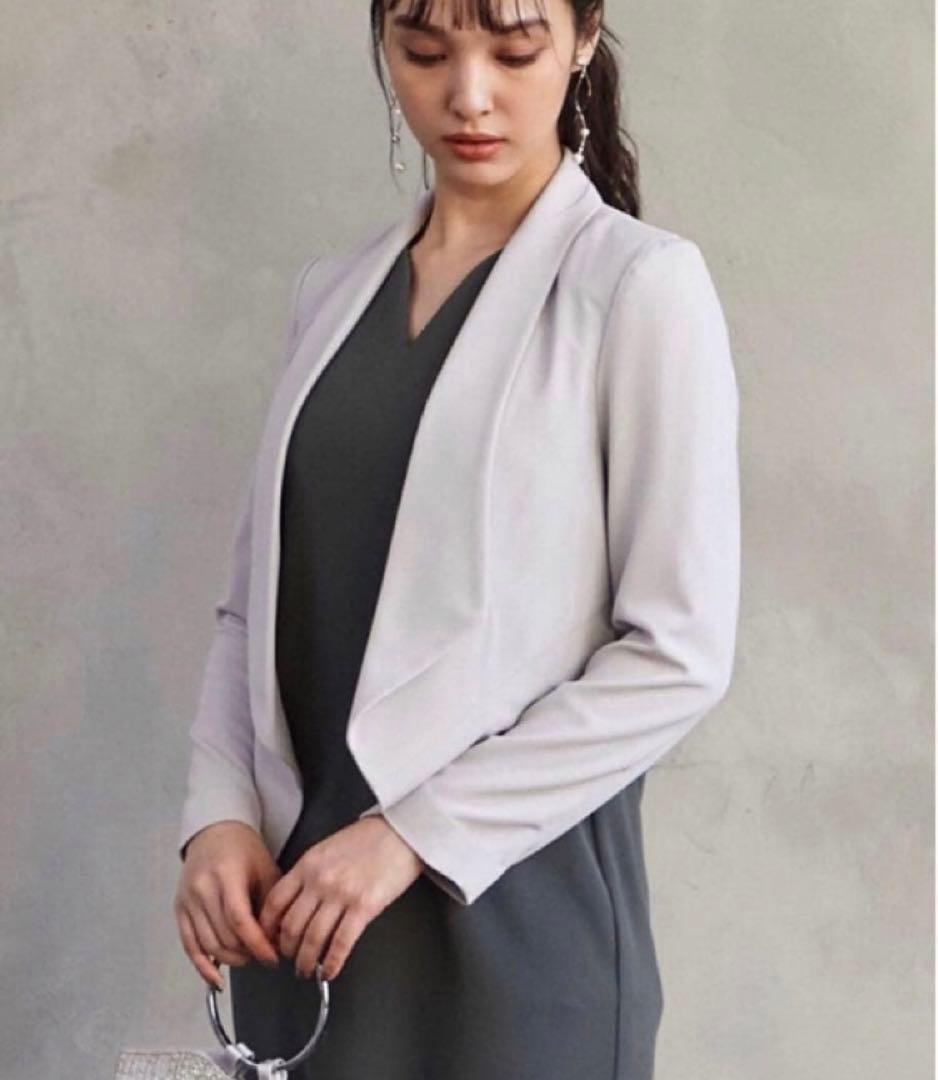 【人気】エメ　ショールカラージャケット　フォーマル　テーラード　長袖グレージュL