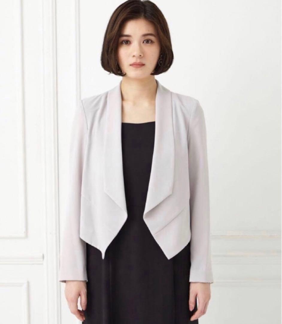 【人気】エメ　ショールカラージャケット　フォーマル　テーラード　長袖グレージュL