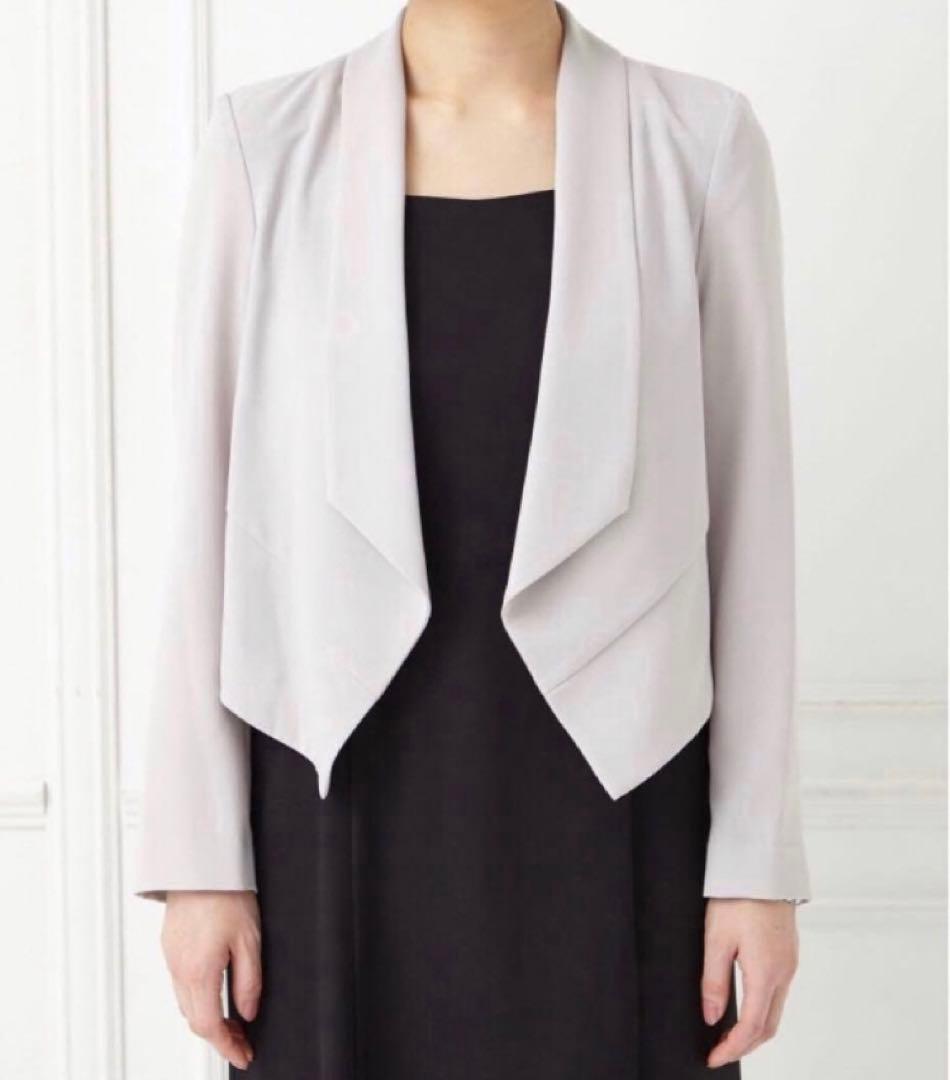 【人気】エメ　ショールカラージャケット　フォーマル　テーラード　長袖グレージュL