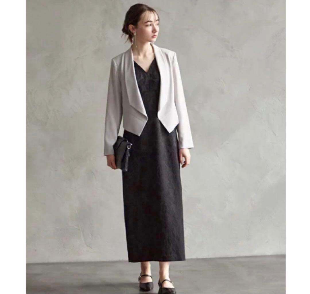 【人気】エメ　ショールカラージャケット　フォーマル　テーラード　長袖グレージュL