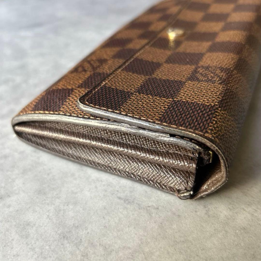 ルイ・ヴィトン ポルトフォイユ・サラ ダミエ・エベヌ 長財布 イニシャル刻印あり