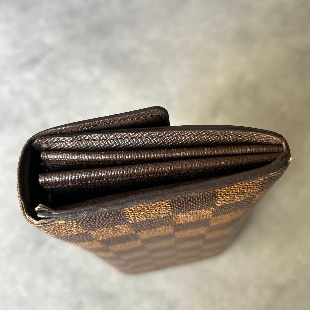 ルイ・ヴィトン ポルトフォイユ・サラ ダミエ・エベヌ 長財布 イニシャル刻印あり