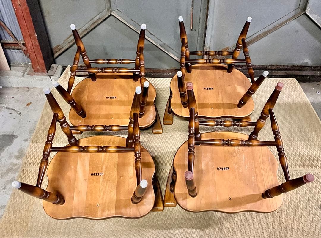 ③ 飛騨産業 ダイニングチェアキツツキマーク4脚セット直接引き取り大歓迎　静岡市