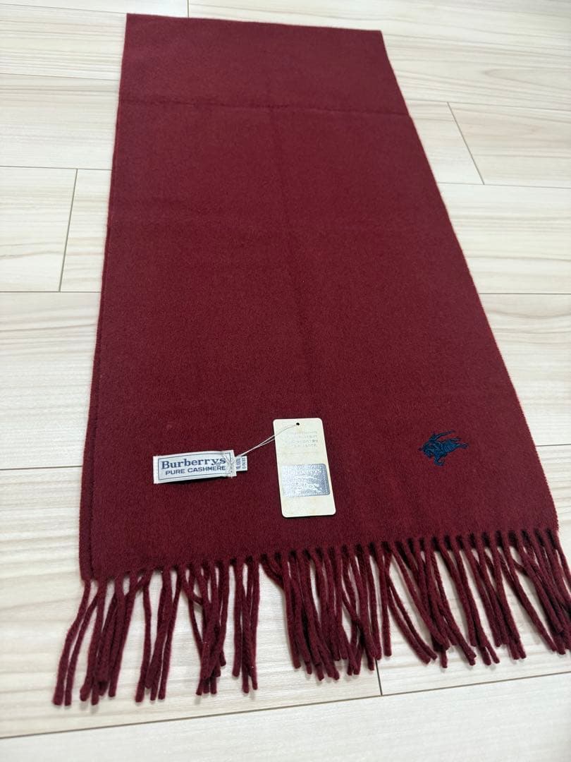 【新品タグ付】バーバリー カシミヤ　マフラー　ボルドー　ワインレッド