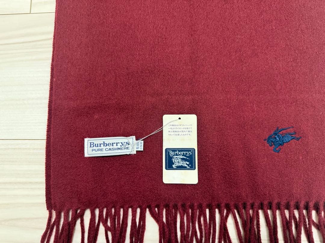 【新品タグ付】バーバリー カシミヤ　マフラー　ボルドー　ワインレッド