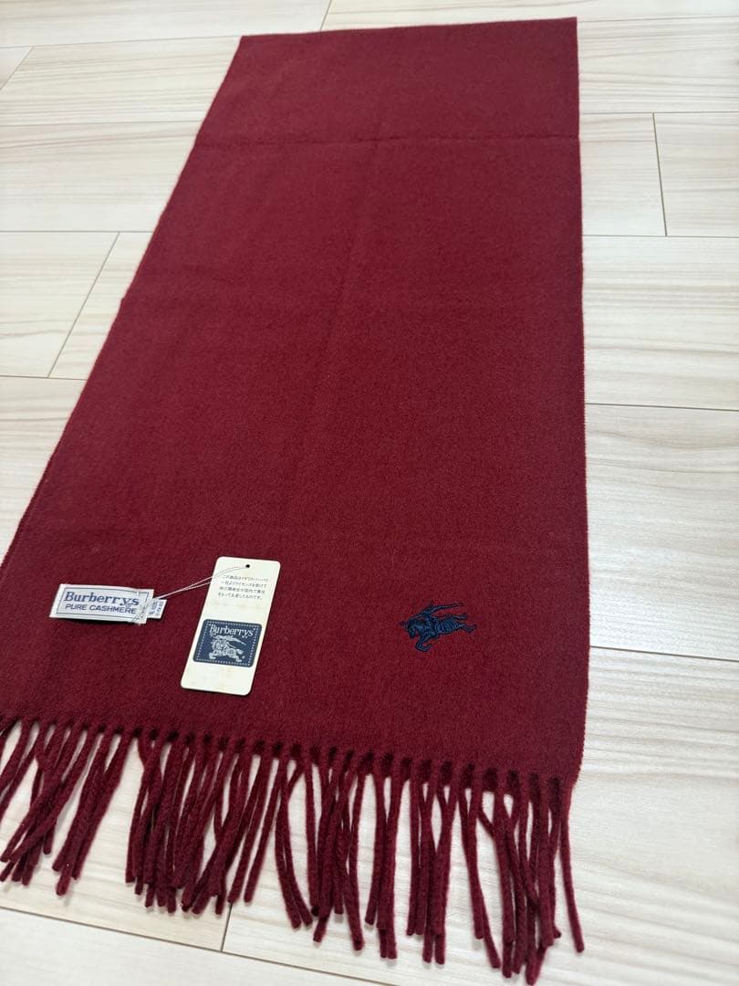 【新品タグ付】バーバリー カシミヤ　マフラー　ボルドー　ワインレッド