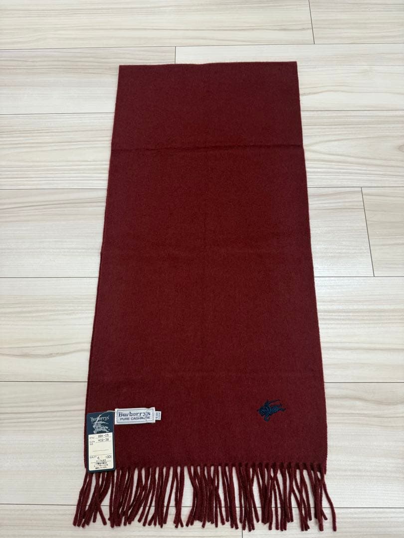 【新品タグ付】バーバリー カシミヤ　マフラー　ボルドー　ワインレッド