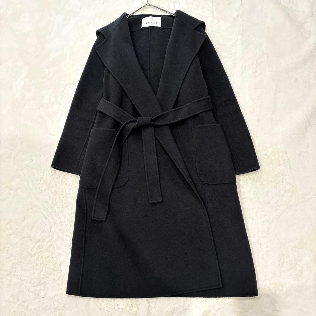 ANAYI ロングコート ベルト付 グレー 36 リバーコート