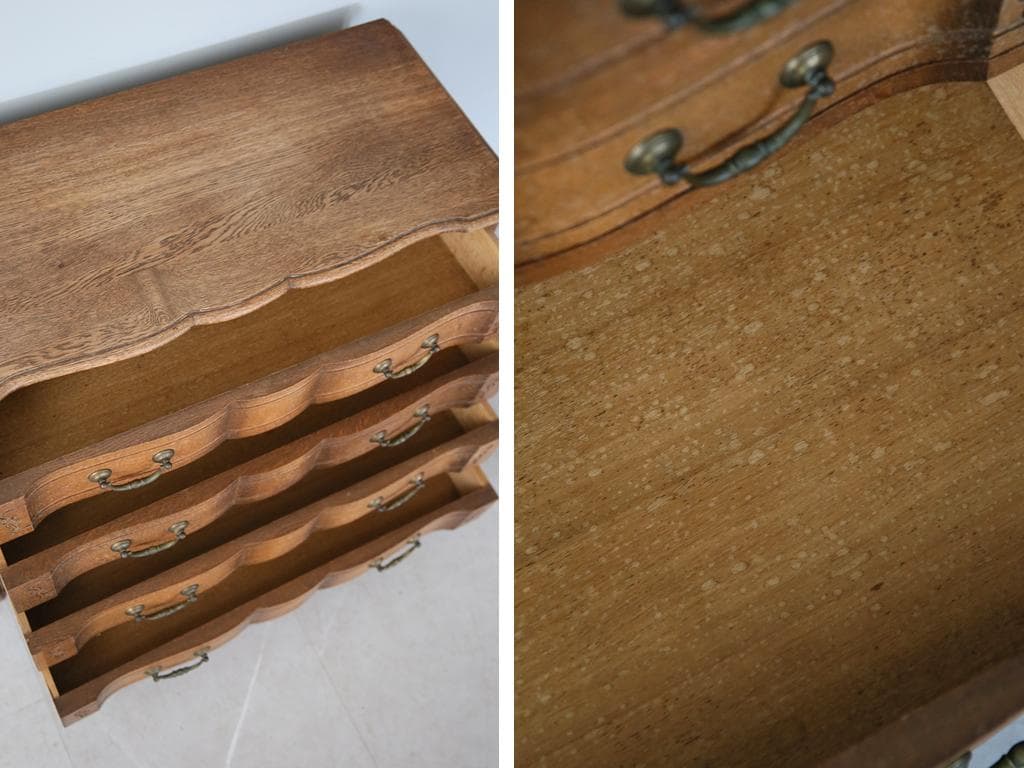 フランスアンティーク猫脚4杯ドロワー/木製チェスト/タンス/飾り棚(90-94)