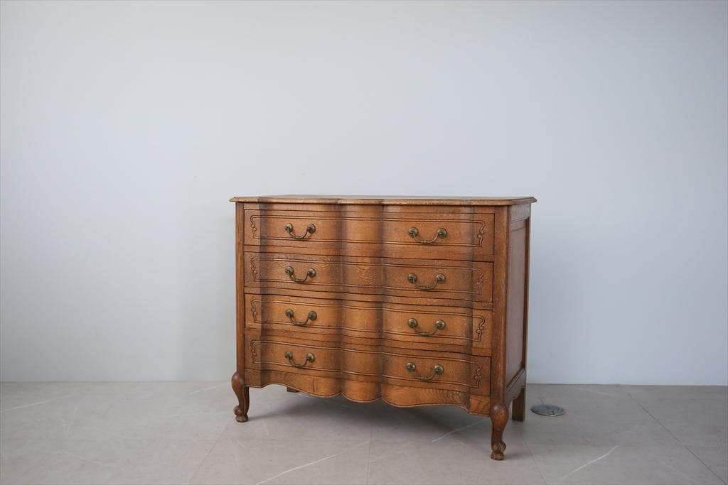 フランスアンティーク猫脚4杯ドロワー/木製チェスト/タンス/飾り棚(90-94)