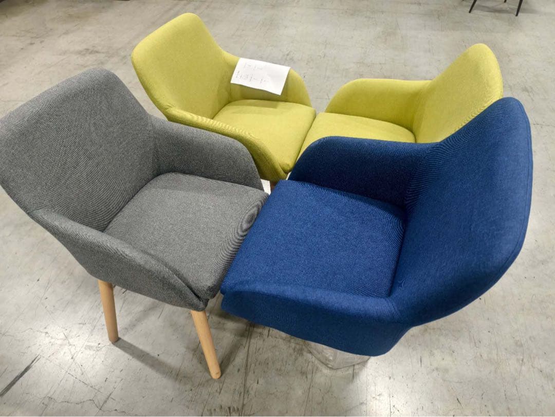 ダイニングチェア ネイビー2脚セット 布張り北欧風デザインファブリック製