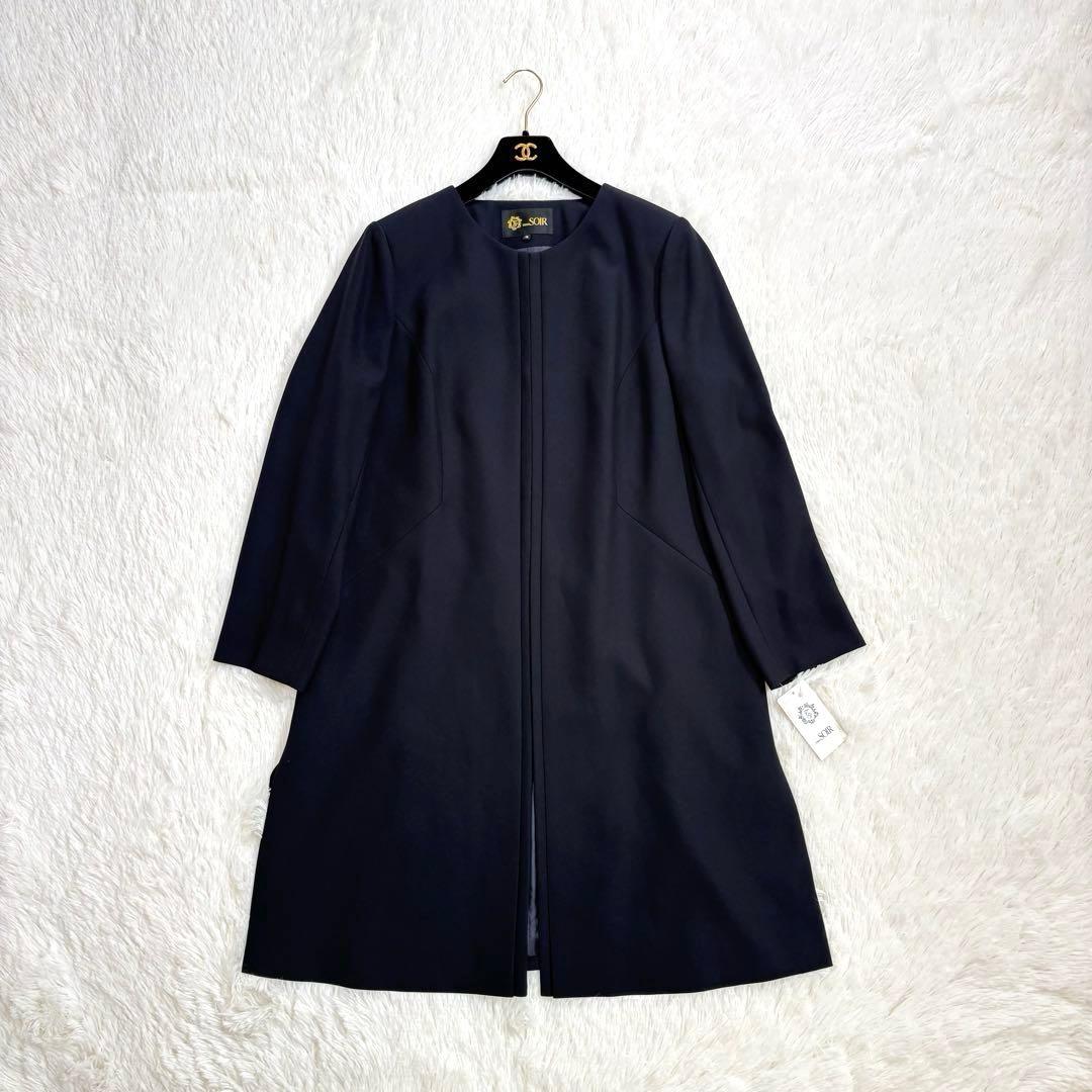 新品　東京ソワール 濃紺 フォーマル ロングジャケット 19号 ノーカラー