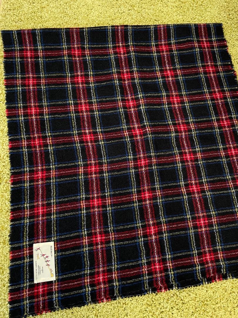 R&D.M.Co- オールドマンズテーラー ウールタータンチェックマフラー 黒系