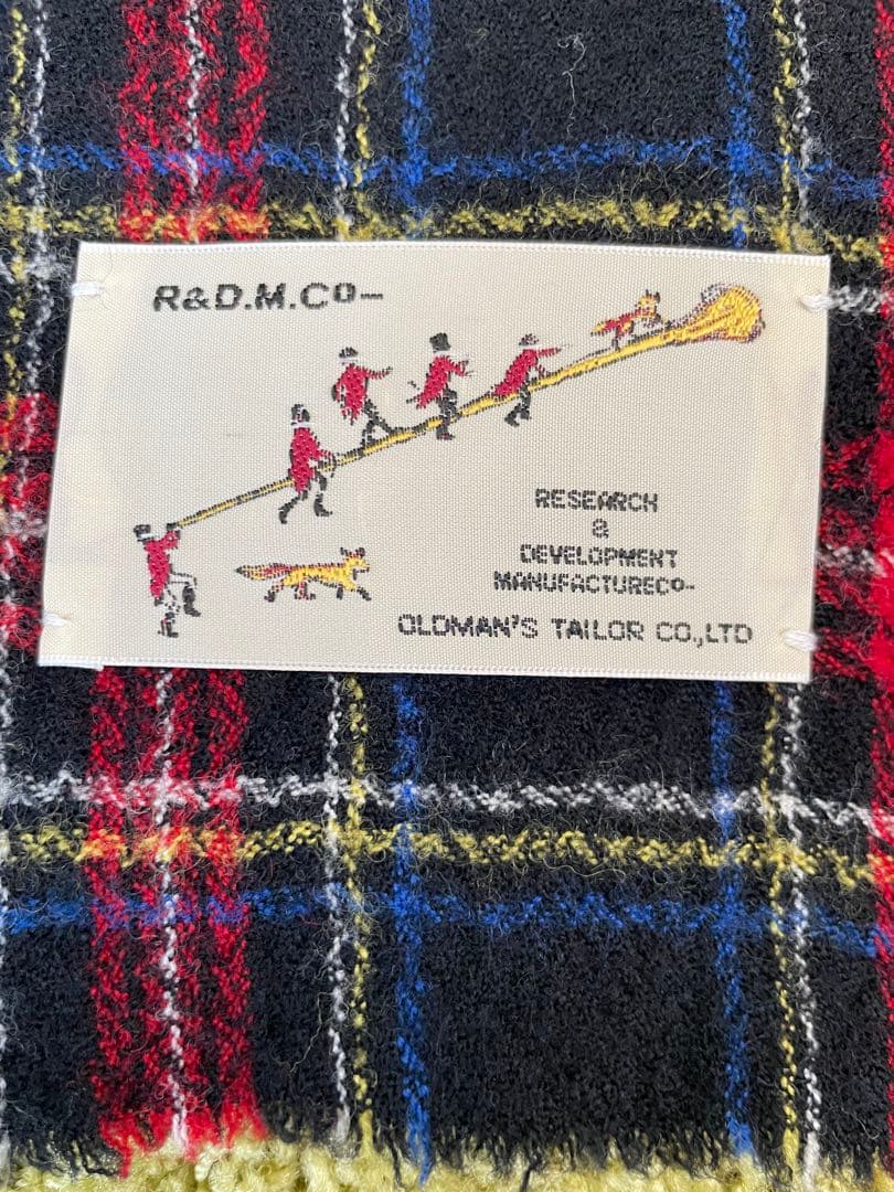 R&D.M.Co- オールドマンズテーラー ウールタータンチェックマフラー 黒系