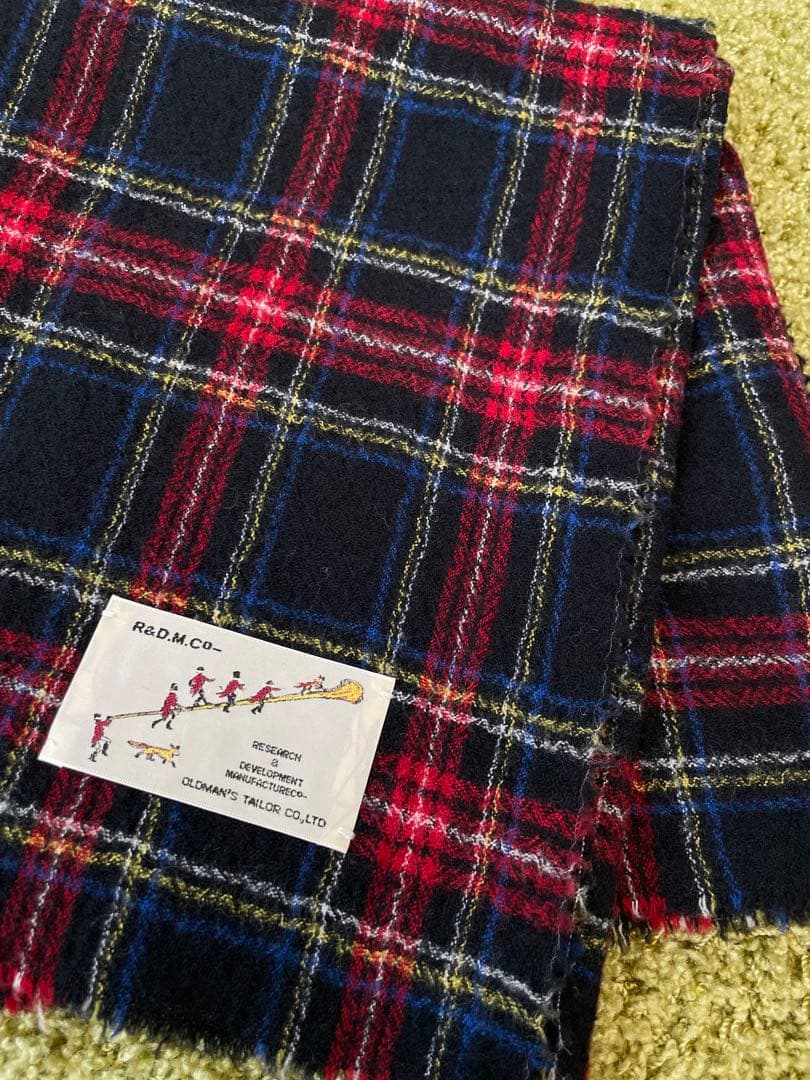 R&D.M.Co- オールドマンズテーラー ウールタータンチェックマフラー 黒系