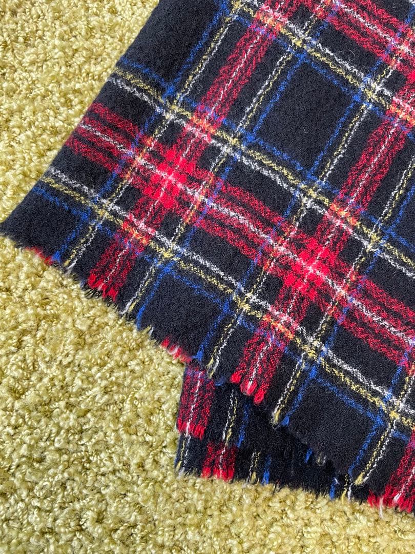 R&D.M.Co- オールドマンズテーラー ウールタータンチェックマフラー 黒系