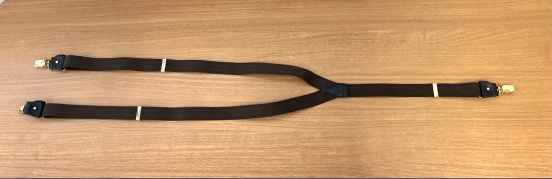  THURSTON 2.5cm ヘリンボーン サスペンダー ブラウン