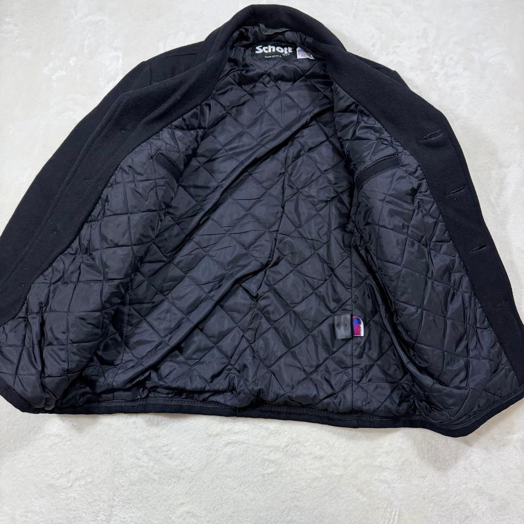 Schott シングル ピーコート キルティング メルトンウール USA 40