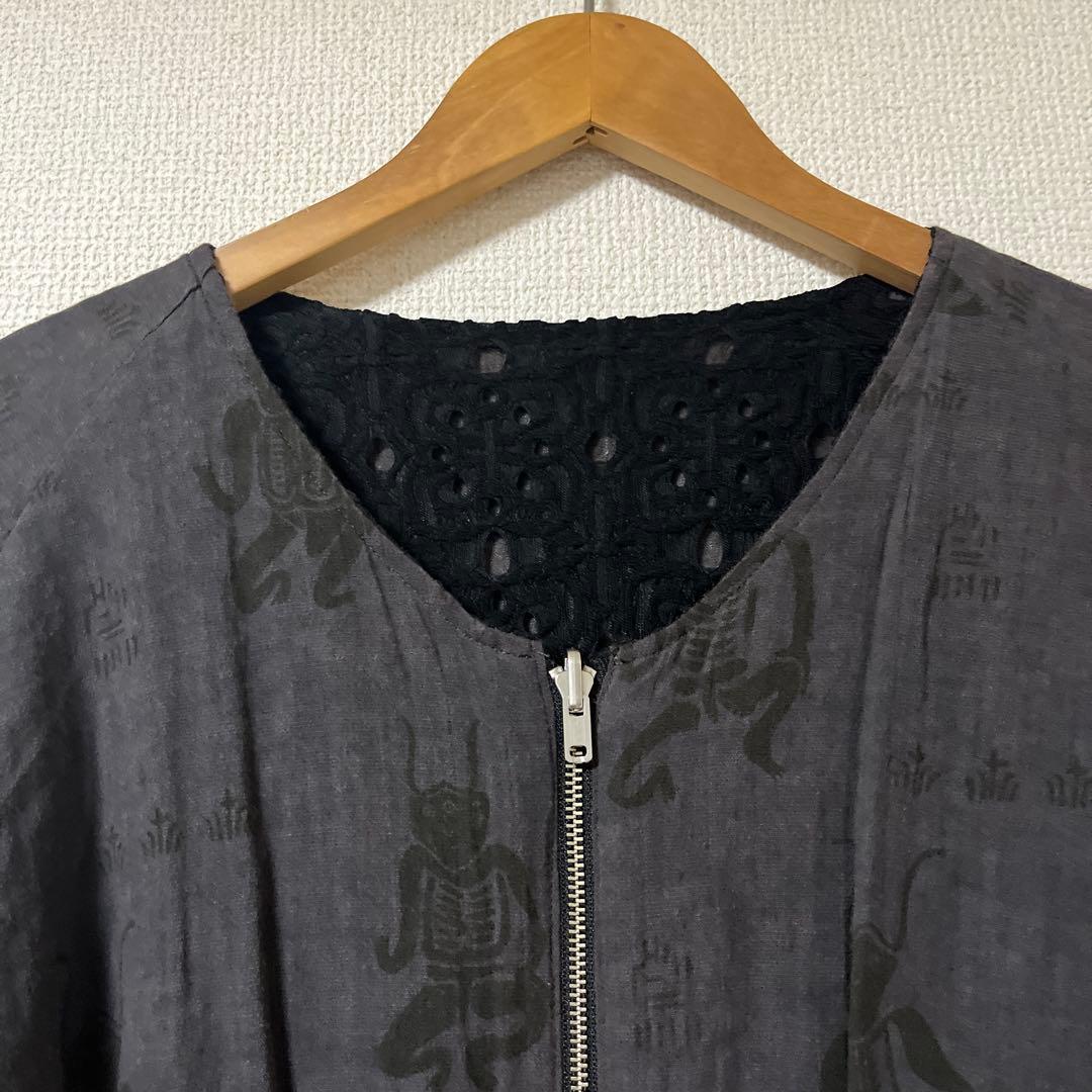 Sasquatchfabrix.魔除け レース リバーシブル ジャケット 黒XL