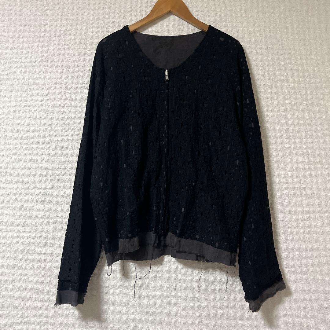 Sasquatchfabrix.魔除け レース リバーシブル ジャケット 黒XL