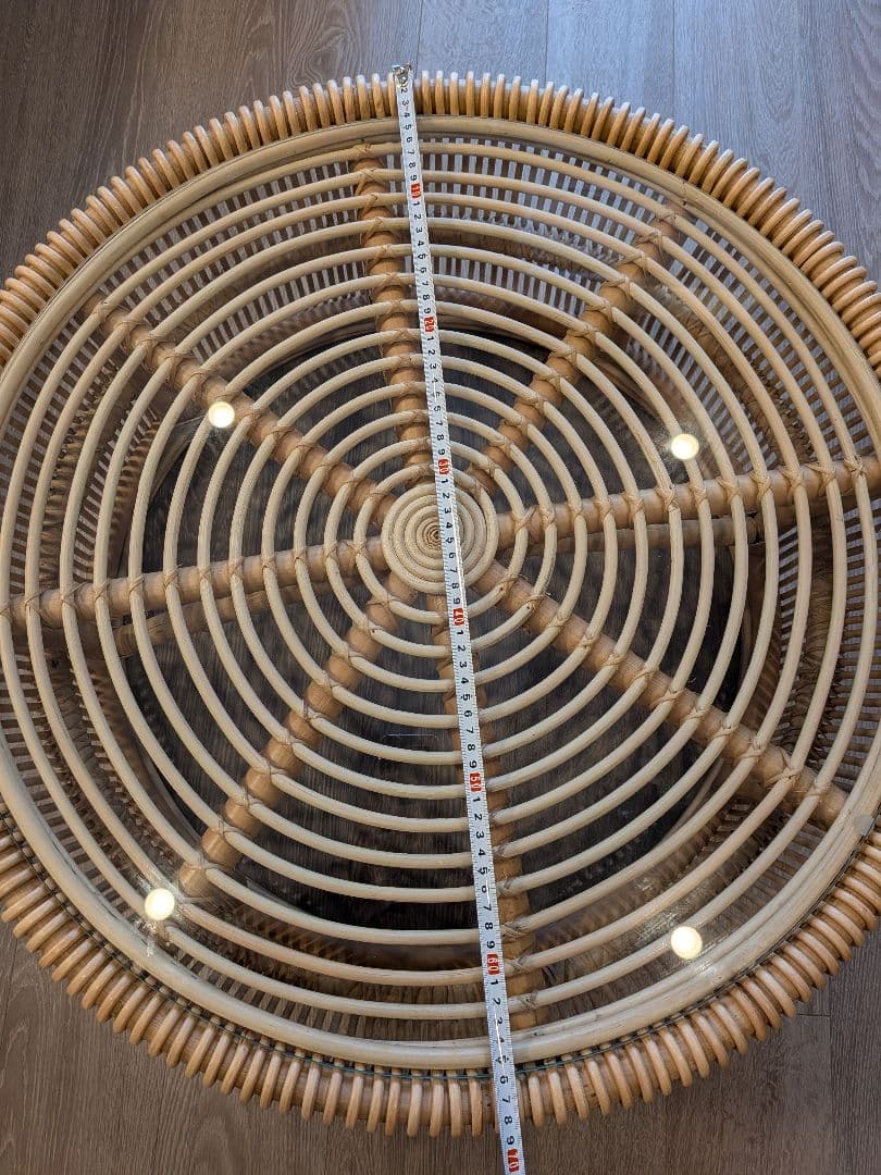 kanademono ラタン×ガラス ローテーブル LTB-B03