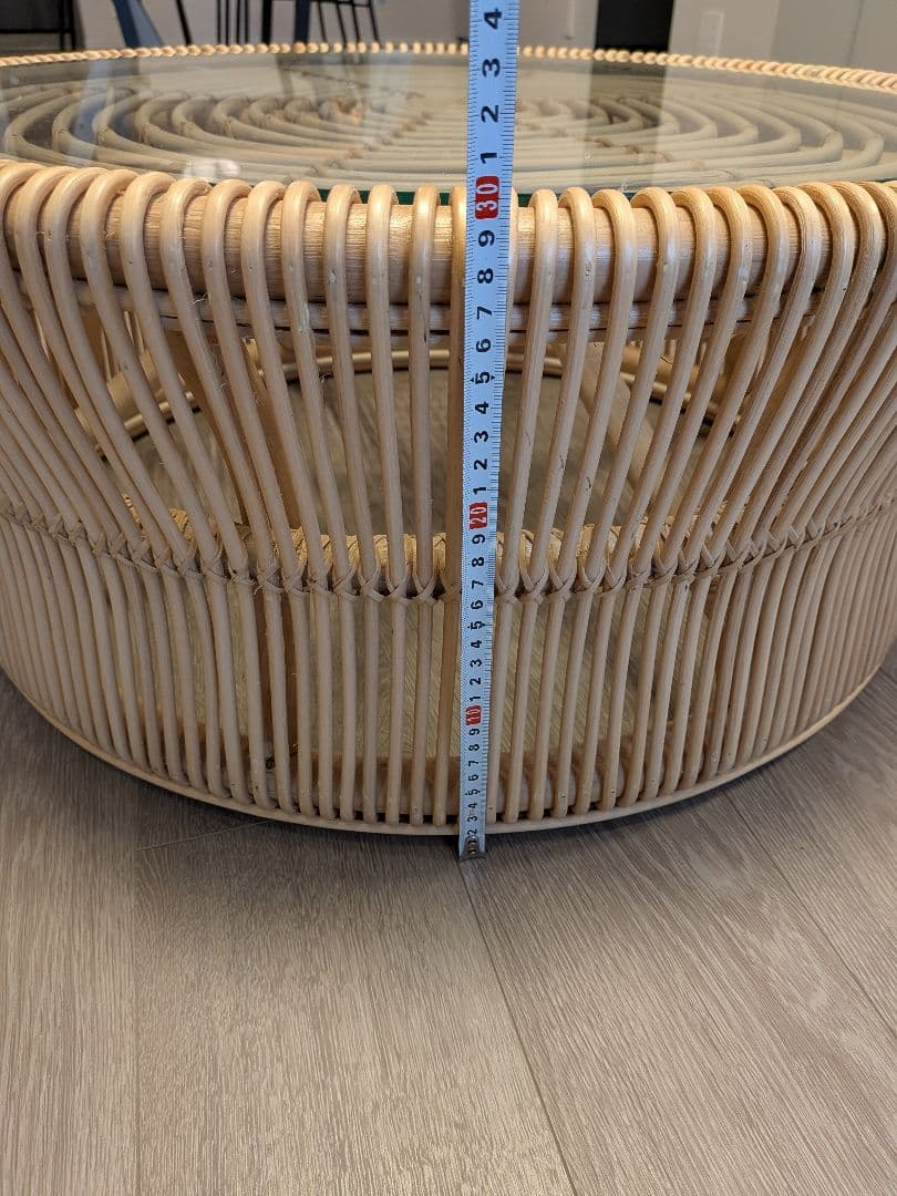 kanademono ラタン×ガラス ローテーブル LTB-B03