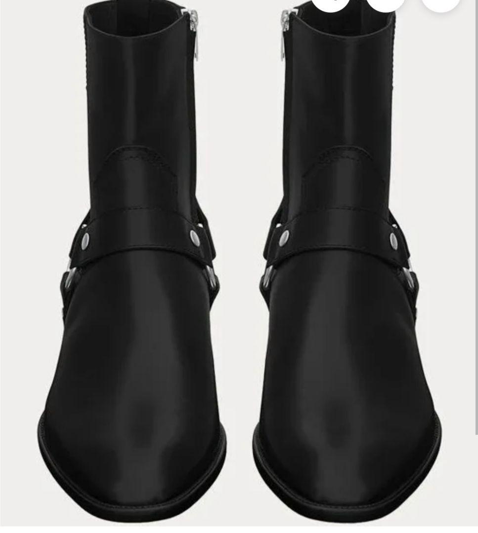 サンローラン本革クラッシックワイアットハーネスブーツ39