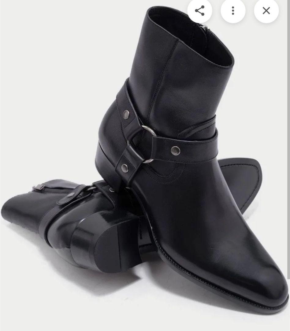 サンローラン本革クラッシックワイアットハーネスブーツ39