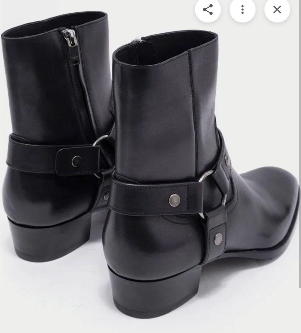 サンローラン本革クラッシックワイアットハーネスブーツ39