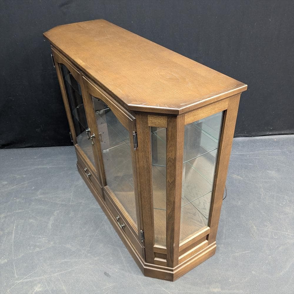 美品　北海道 旭川家具　日光産業　照明付　サイドボード　飾り棚　キャビネット