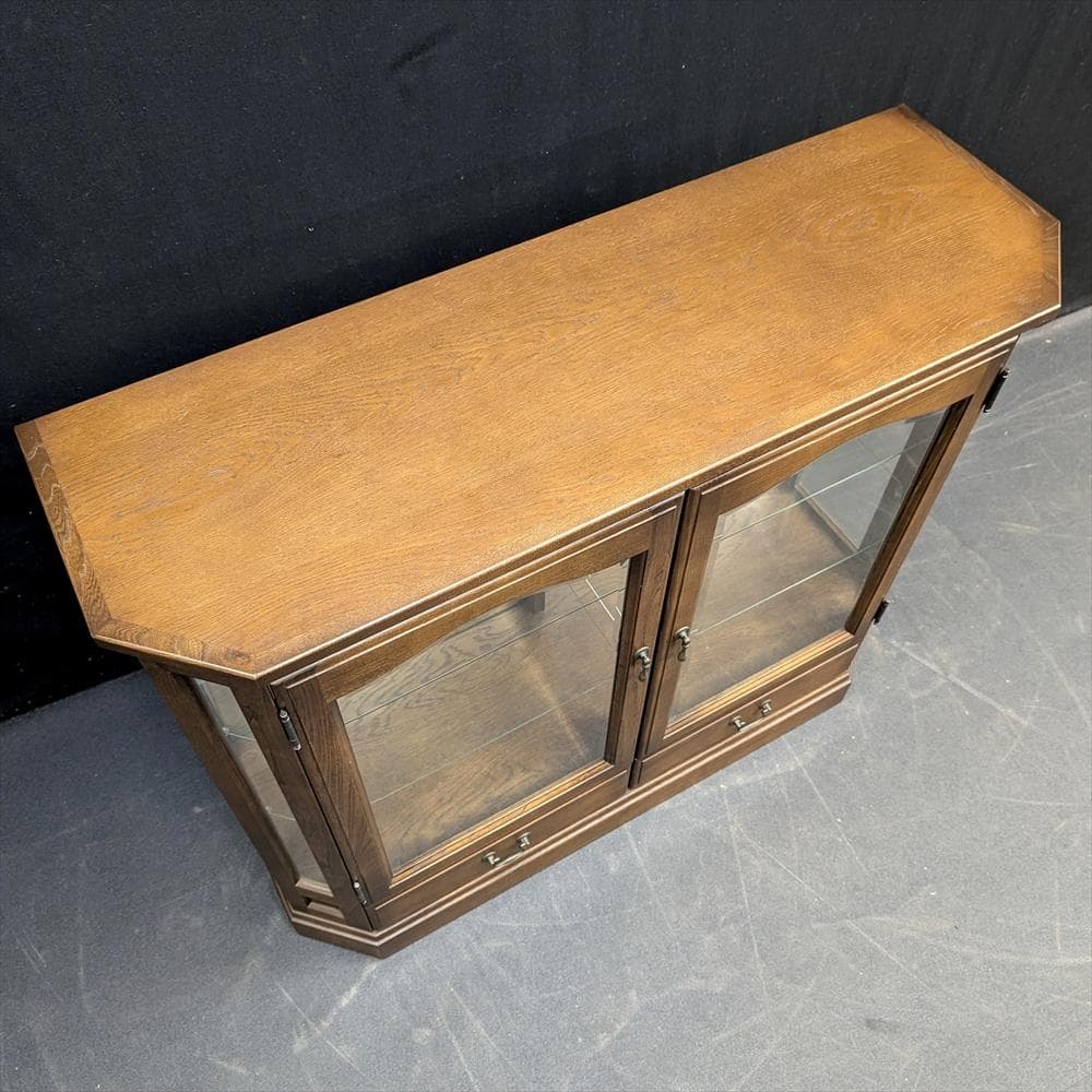 美品　北海道 旭川家具　日光産業　照明付　サイドボード　飾り棚　キャビネット