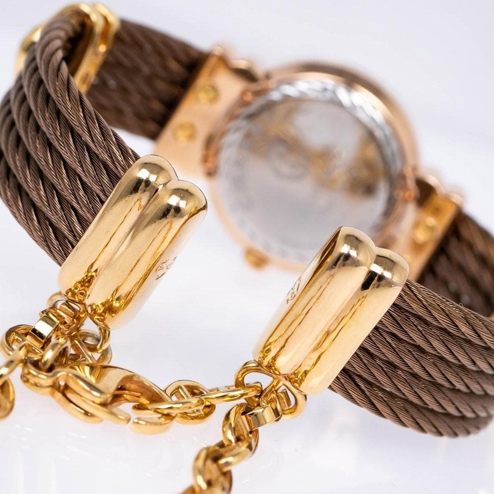 ★稼働品★ シャリオール サントロペ 12P ブラウン文字盤 ダイヤ 028R