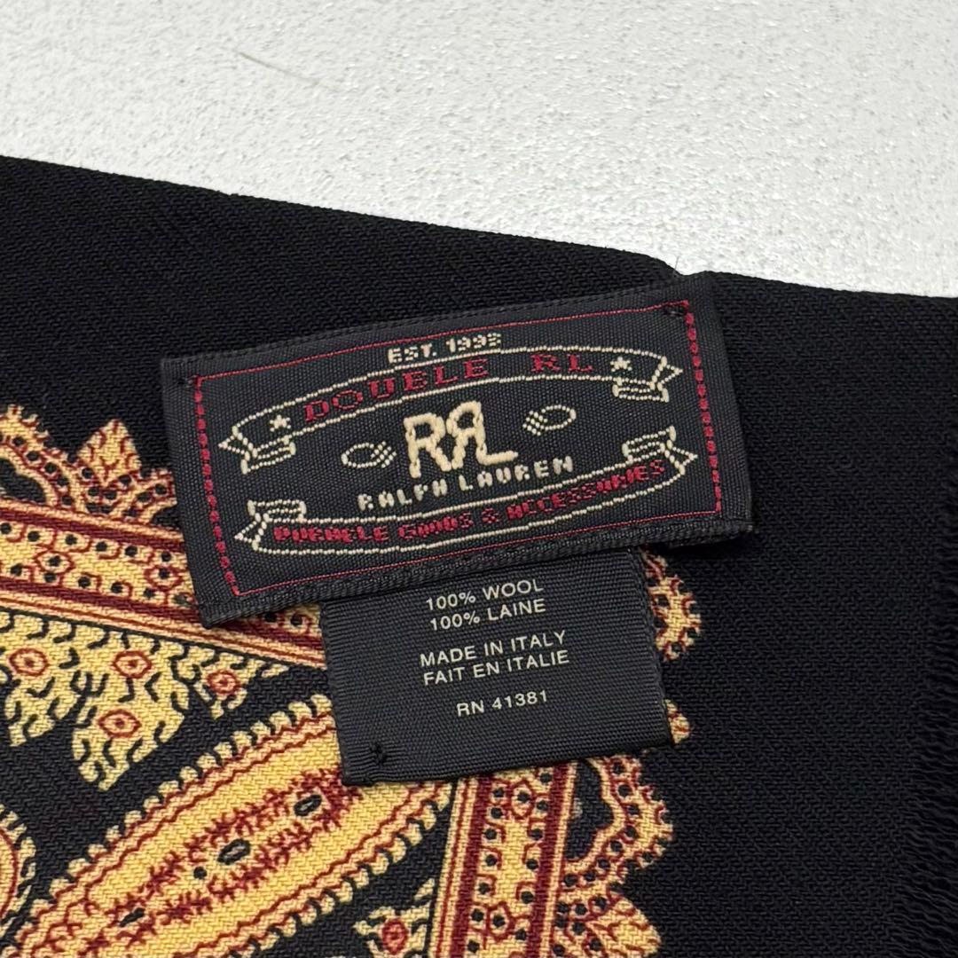 美品 希少 イタリア 製 RRL ペイズリー 総 柄 ウール ストール ブラック